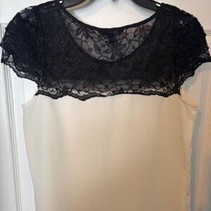 Express cream & black lace blouse - Small